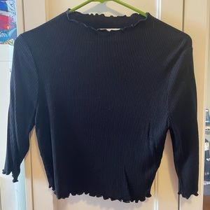 Hashttag ribbed black crop top